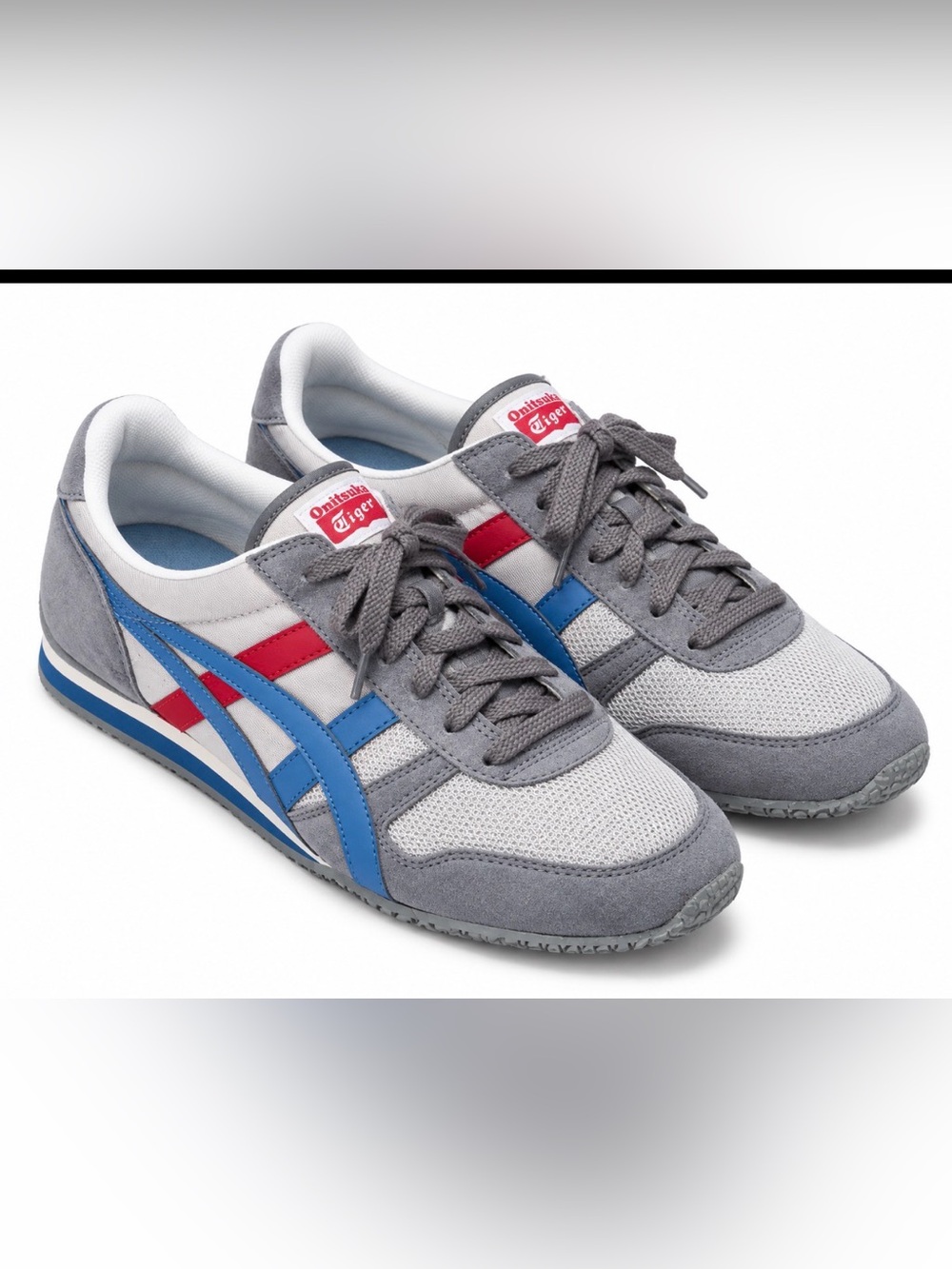 Onitsuka Tiger HN201 Gray Blue Red Retro Sneakers Women’s Size 7.5- 8 / Men’s 6